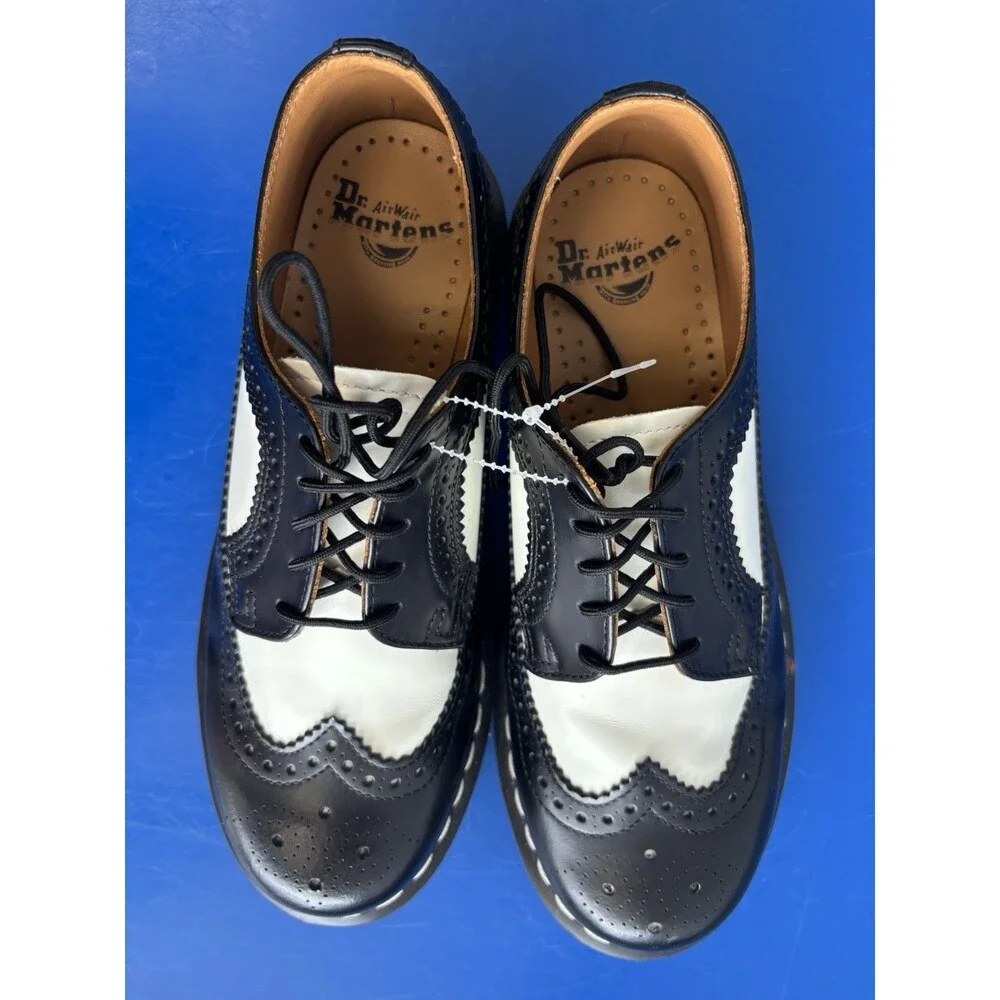 Dr. Martens 3989 Brogue Black and White Leather Size US 8M NJ004 CK 10 W